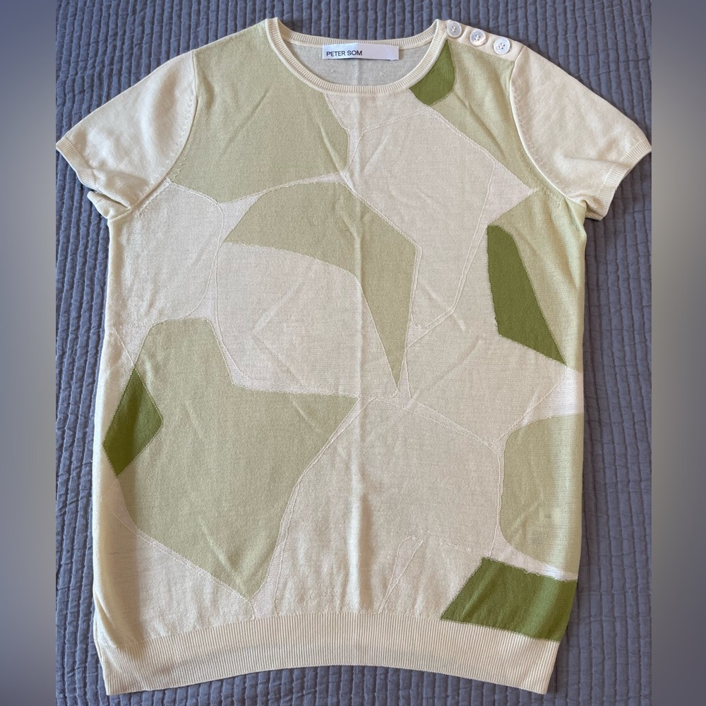 PETER SOM Intarsia Featherweight Wool Sweater, S